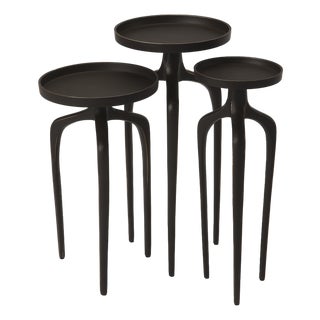 Franco Round Metal Set of 3 Scatter Tables, Black For Sale