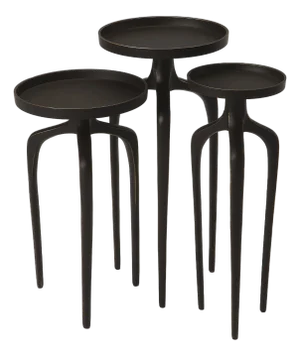 Franco Round Metal Set of 3 Scatter Tables, Black