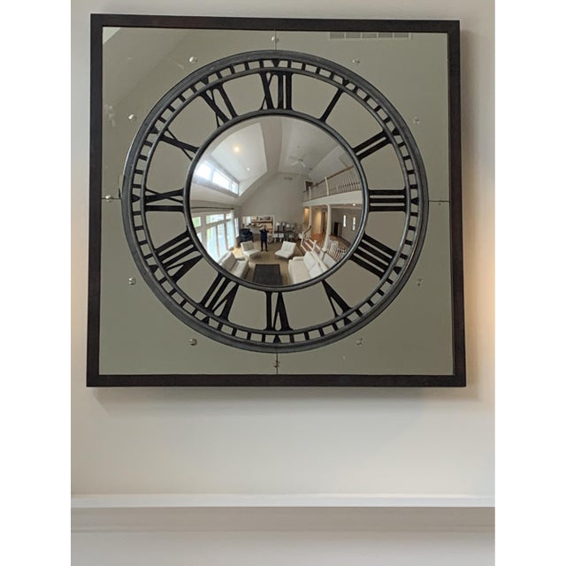Early 21st Century Restoration Hardware Oversized Convex Clock Wall Mirror For Sale - Image 5 of 8