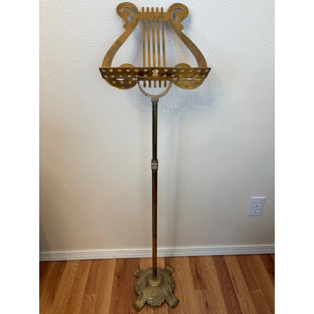 Mid 20th Century Vintage Brass Lyre Music Stand For Sale - Image 5 of 5