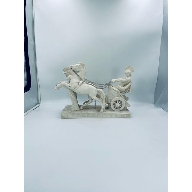 Alabaster Figurine, Sculpture by Italian Artist A. Santini This collectible figurine, made of ecru alabaster, is a Roman...