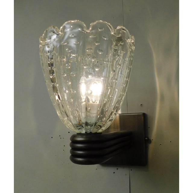 1950s Murano Bollicine Cups Sconces, a Pair For Sale - Image 6 of 10