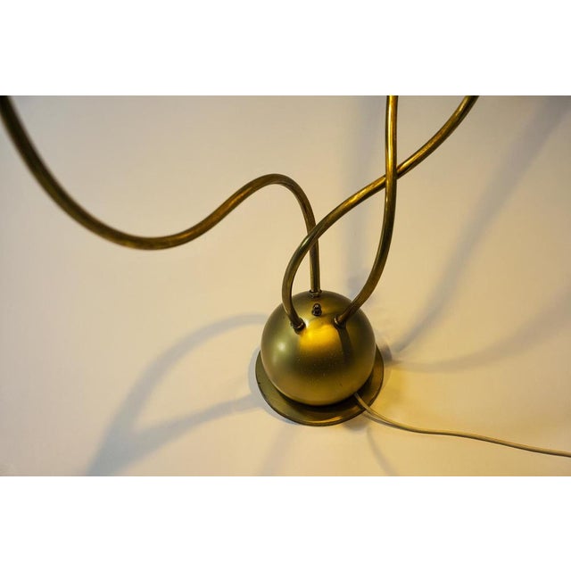 Vintage Italian Leaf Floor Lamp in Hammered Brass by Tommaso Barbi, 1970s For Sale - Image 11 of 18