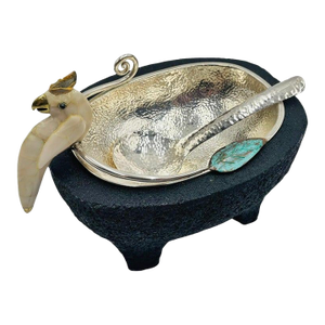 Emilia Castillo Cockatoo Silver Bowl With Volcanic Rock Base, 1980s