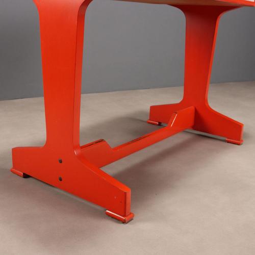 Wood Orange Lacquered Wood Desk For Sale - Image 7 of 11