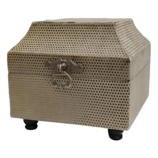 1990s Sarreid Ltd. Decorative Suede Hinged Box Made Exclusively for Neiman Marcus For Sale