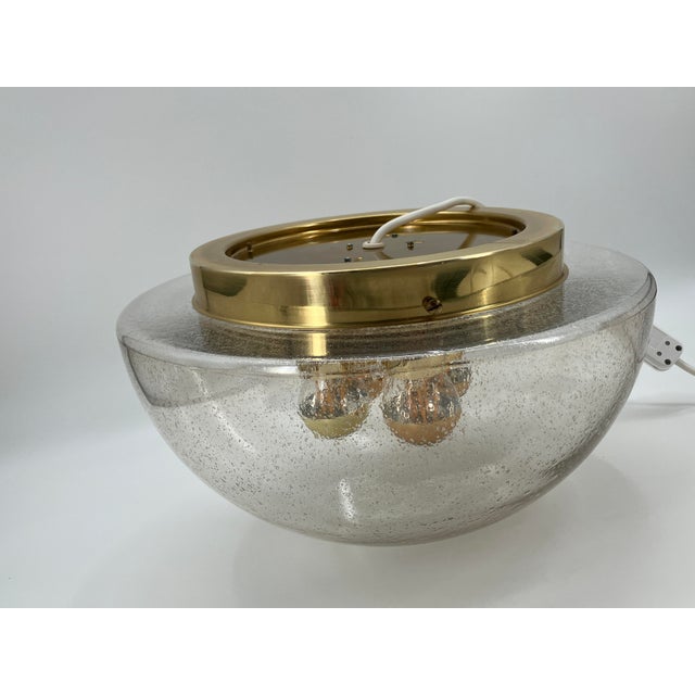 German Half-Spherical Ceiling Lamp in Bubble Glass from Glashütte Limburg, 1960s For Sale - Image 12 of 14