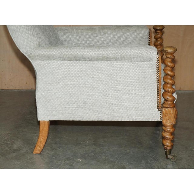 Antique Scottish Victorian Barley Twist Library Lounge Chair For Sale - Image 17 of 18