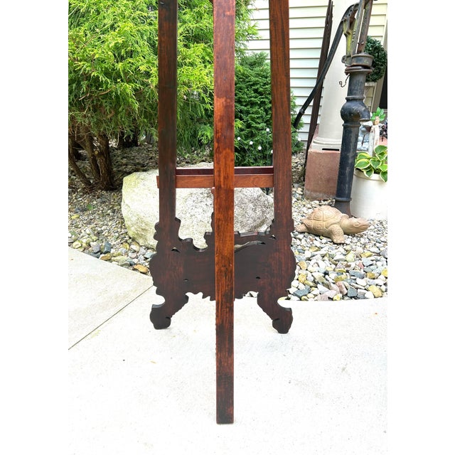 Large, Floor-Standing, Antique, Mahogany, Rococo-Revival, Adjustable, Hand-Carved Easel, 1890’s For Sale In South Bend - Image 6 of 11