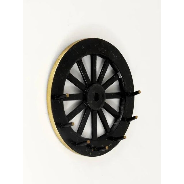 Modern Modernist Cart Wheel Brass Key Hanger by Walter Bosse for Hertha Baller, Austria, 1950s For Sale - Image 3 of 7
