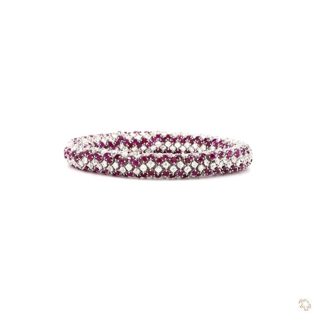 Modern 14.37 Carat Old Mine Cut Diamond Ruby Gold Bracelet For Sale - Image 3 of 9