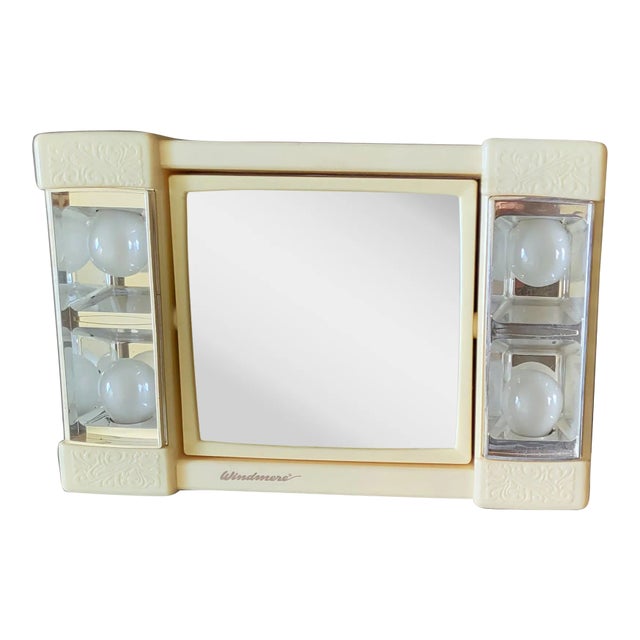 1990s Vanity Lighted Make Up Mirror With 2 Sided Swivel Magnification For Sale