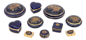 KPM and Limoges Cobalt Blue Porcelain Boxes, 10