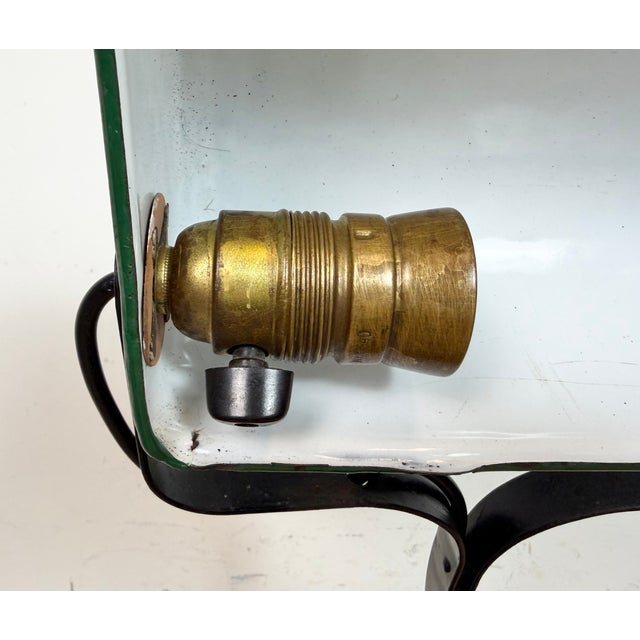 Vintage Green Enamel Banker Lamp, 1930s For Sale - Image 12 of 18