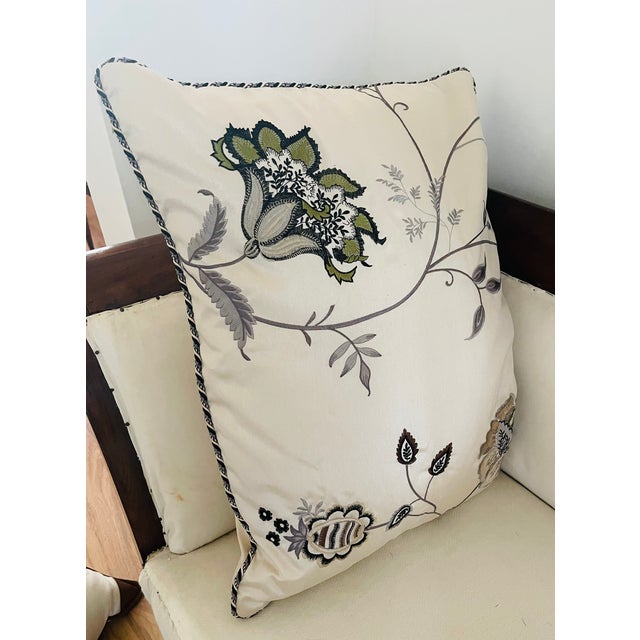 Vintage Pair of Silk Brocade Embroidered Butterfly Pillows For Sale - Image 9 of 10