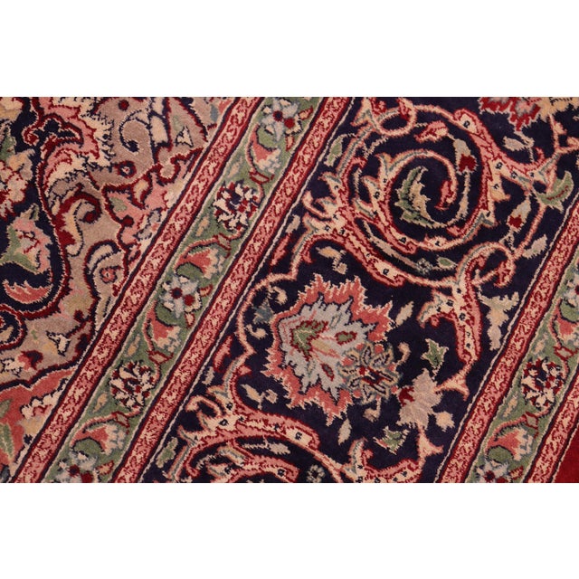 1990s Art Nouveau 1990's Isphan Pak-Persian Red/Blue Wool Rug - 8'2'' X 10'4'' For Sale - Image 5 of 9