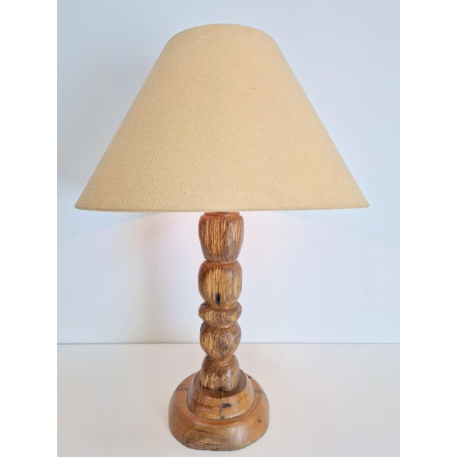Wood Mid-Century Modern Brutalist Wooden Table Lamp, France, 1950s For Sale - Image 7 of 7