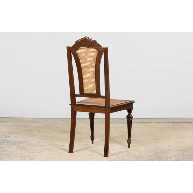 Set of Eight French Napoleon III Empire Style Mahogany Caned Dining Chairs, 19th Century For Sale - Image 13 of 18