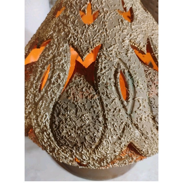 1960s Brutalist Pottery Lamps With Lighted Cut Outs No Shade For Sale - Image 6 of 7