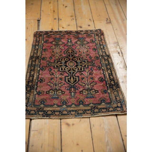 Raspberry Red Vintage Farahan Sarouk Square Rug Mat - 1'10" x 2'5" For Sale - Image 8 of 9