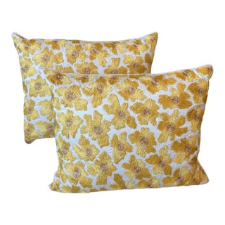 Pair of Embroidered Anke Drechsel Pillows For Sale