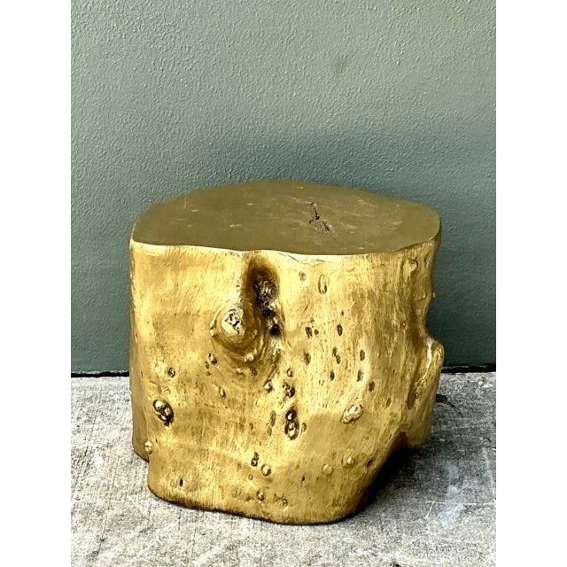 Early 21st Century Vintage Gold Tree Trunk Side Table For Sale - Image 5 of 12