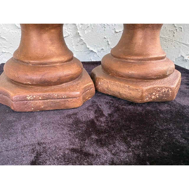 Vintage Pair of Classical Child Busts on Pedestals – Boy & Girl Figurative Sculpture For Sale - Image 12 of 12