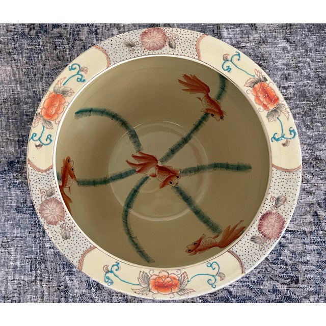 Wood Vintage Large Oriental Fishbowl Urn For Sale - Image 7 of 11