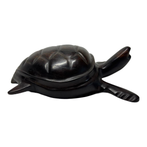 Vintage Carved Dark Wood Sea Turtle Figurine