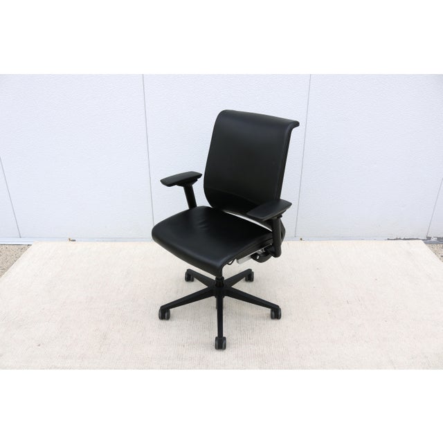 Steelcase Steelcase Think Ergonomic Executive Desk Chair in Black Leather, Fully Adjustable For Sale - Image 4 of 18