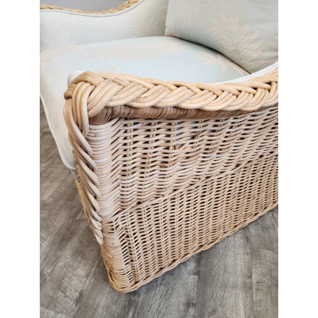Late 20th Century Michael Taylor Style Wicker Rattan Armchair For Sale - Image 14 of 18