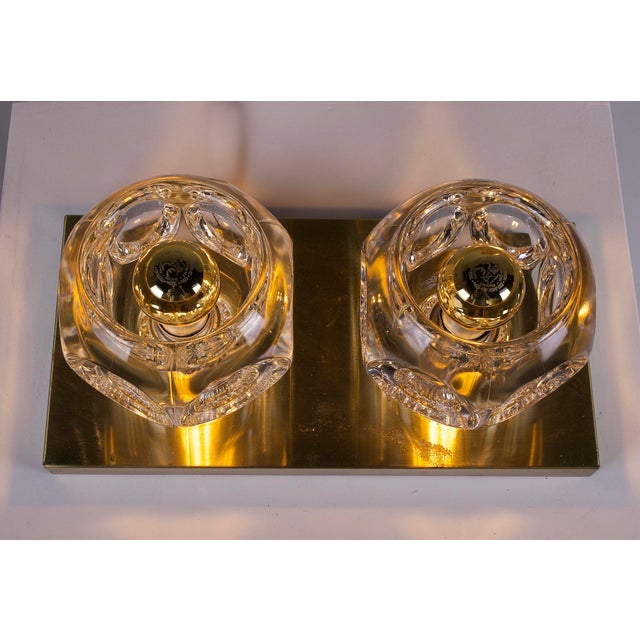 Ice Cube Wall Light in Glass and Brass from Peill & Putzler, 1970s For Sale - Image 4 of 6