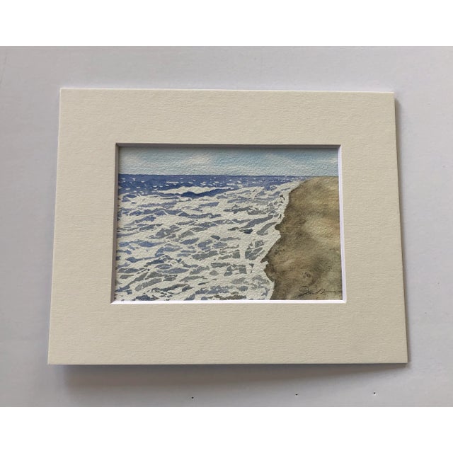 Nancy Smith Contemporary Signed Original Seascape “Land and Sea” Matted Watercolor Painting For Sale - Image 4 of 4