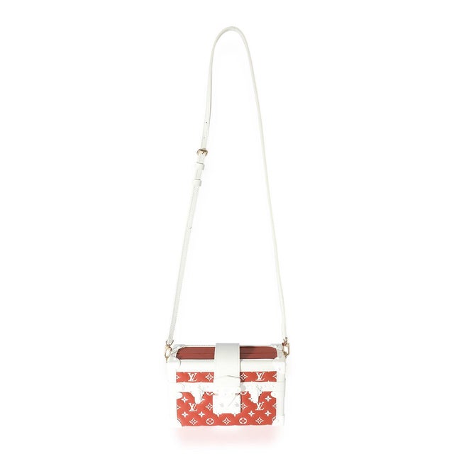Louis Vuitton Terracotta & White Monogram Embossed Lambskin Petite Malle For Sale - Image 4 of 8