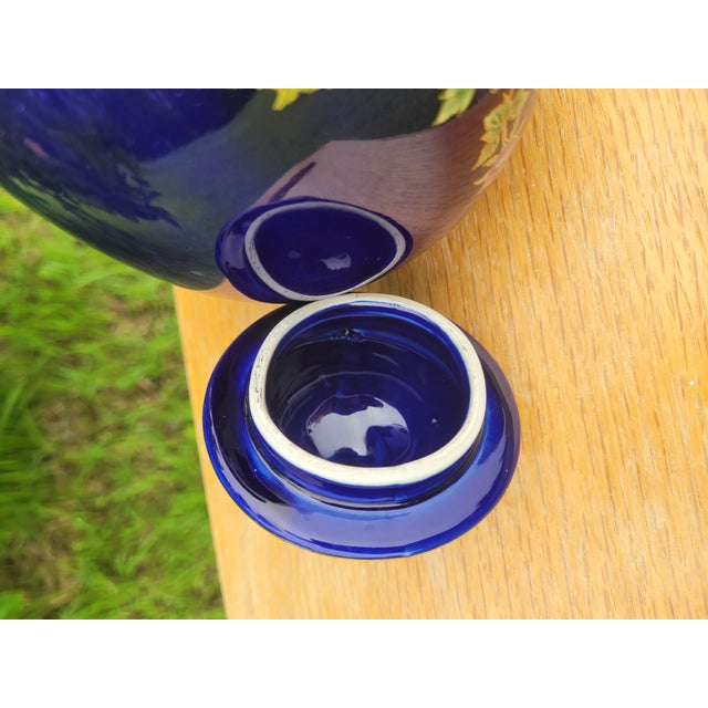 Ceramic Late 20th Century Japanese Cobalt Blue Peacock & Peony Ginger Jar For Sale - Image 7 of 7