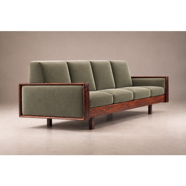 1960s Brazilian Modern Rosewood Sofa in Celadon Mohair by Celina, Brazil, 1960s For Sale - Image 5 of 18