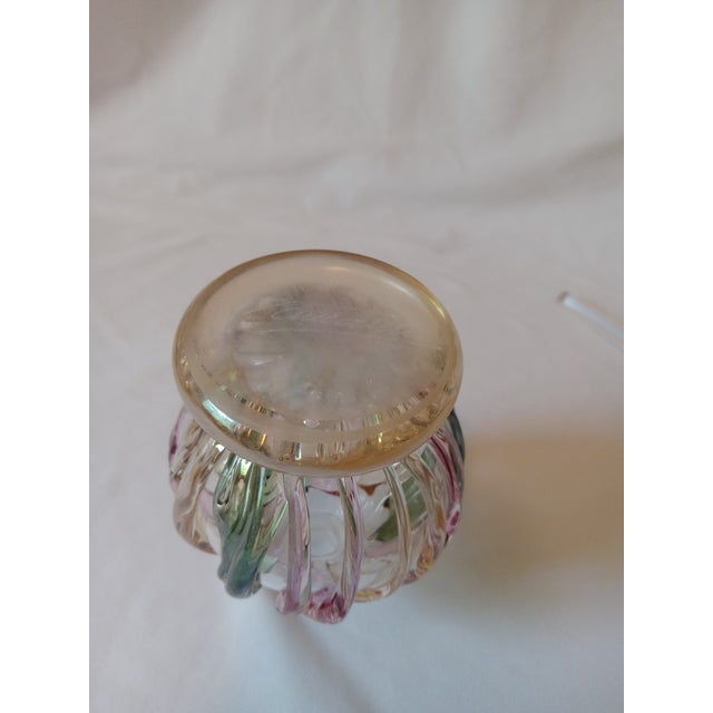Transparent Vintage Ion Tamaian Signed Hand Blown Art Glass Perfume Bottle With Dauber For Sale - Image 8 of 17