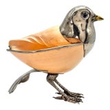Binazzi Foresto Italian Chrome Bird Shell Bowl Sculpture 8.75" For Sale