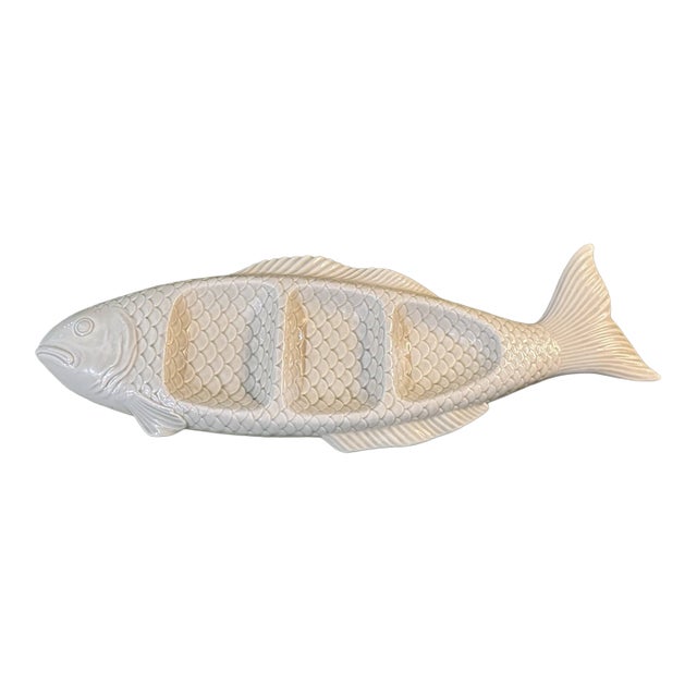 Vintage MCM Fitz & Floyd 1975 Hand Painted Large Fish Platter For Sale