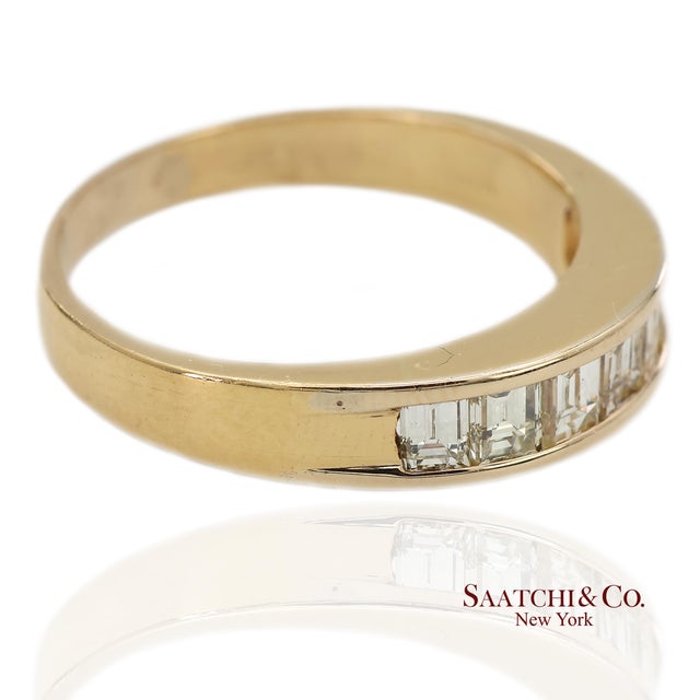 14k Yellow Gold Natural Baguette Diamond Band Ring Metal Type: 14k Yellow Gold Total Item Weight: 5.3 Grams Ring Size: 9...