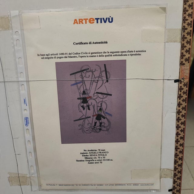 Franco Angeli, Lithograph, Framed For Sale - Image 7 of 10