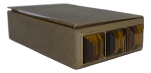 Vintage Judith Leiber Metal Box With Tiger Eye Stones