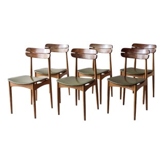 Vintage Scandinavian Italian Wooden Dining Chairs, 1960s, Set of 6 For Sale