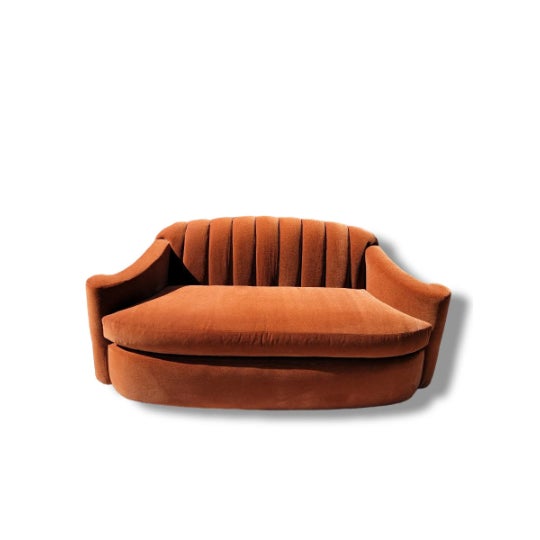 1990s Mid Century Modern Channel Back Loveseat by Larry Laslo for