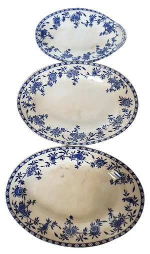 Antique Oval Serving Dishes from Dresden Porcelain, Set of 3