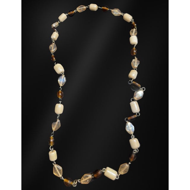 Bohemia MCM Jewelry Bohemian Glass Necklace in Opalescent Amber, Topaz and Taupe For Sale - Image 4 of 6