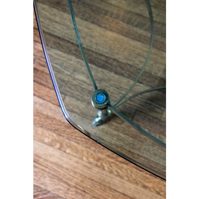 1960s Hollywood Regency Brass Hoof Base With Hexagonal Glass Cocktail Table For Sale In Los Angeles - Image 6 of 7