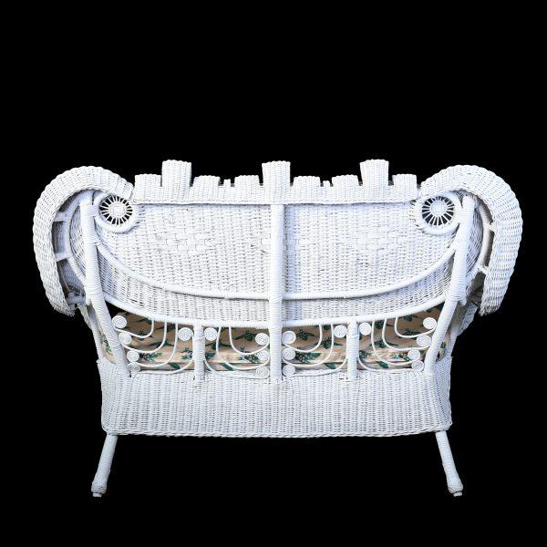 Coastal Whimsical Wicker Settee For Sale - Image 3 of 4
