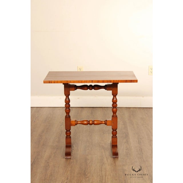 High Quality Early 20th Century Solid Turned Maple Trestle Side Table, No. 614