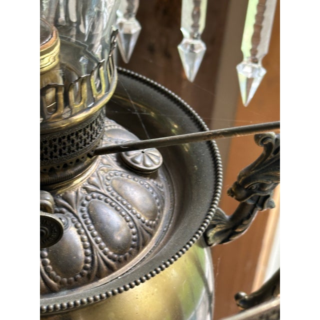 Metal Vintage Large Bradley & Hubbard Kerosene Lamp Electrified For Sale - Image 7 of 12